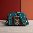 thumbnail image 4 of Wrangler Crossbody Bag for Women Boho Aztec Small Multi Pocket Crossover Purse, Turquoise, 4 of 7