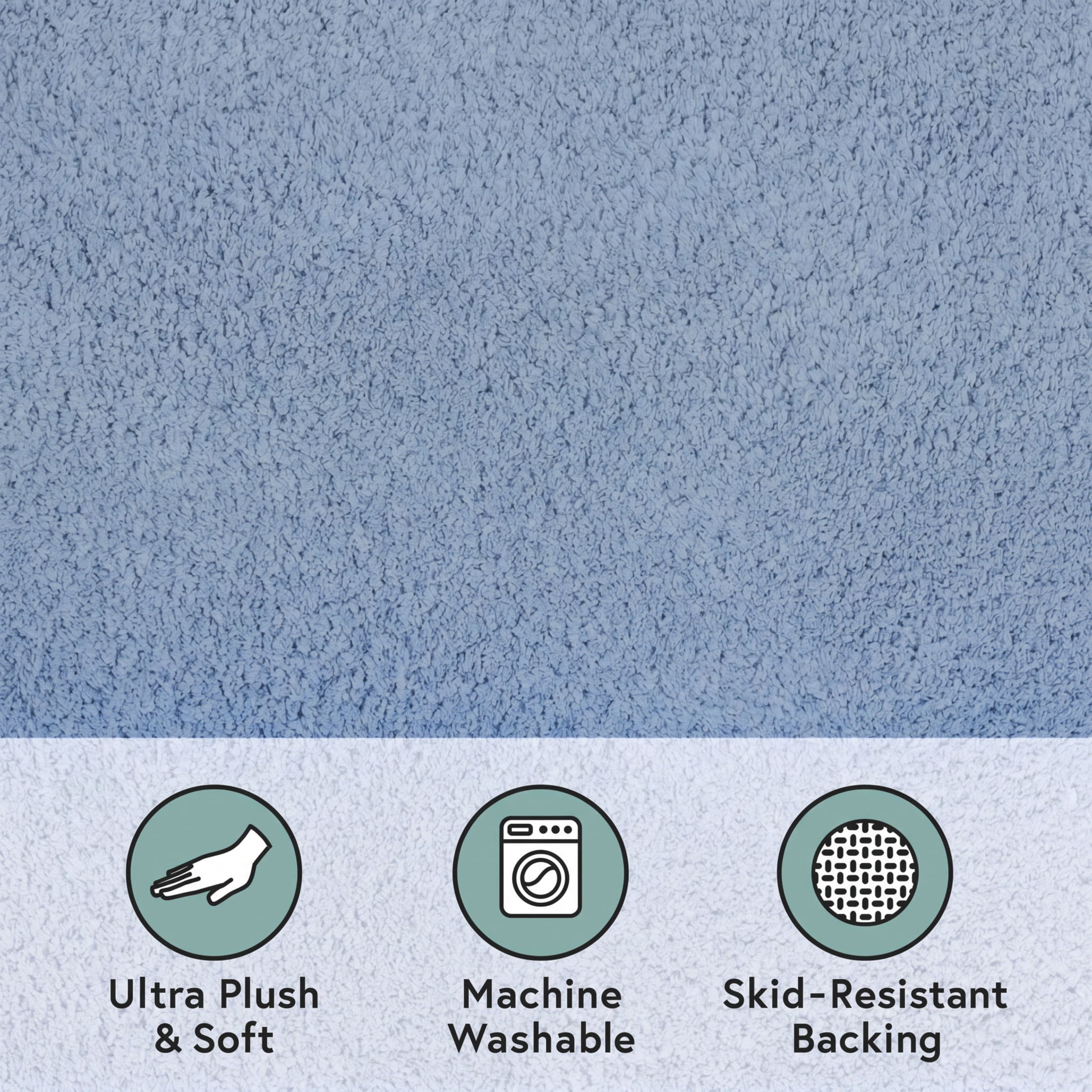 Better Homes & Gardens Ultra Soft Polyester Rug, Plush Absorbent Floor Rug with Skid-Resistant Backing, Machine Washable, 23" x 39", Blue Silver