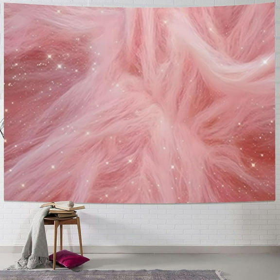 Fenyluxe Fall Decor Pink Starry Sky Print Tapestry Wall Hanging for Living Room Bedroom Dorm Short Plush Lightweight Easy Installation Various Sizes 40x30inch