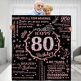thumbnail image 1 of LHSHID 80th Birthday Gifts for Women Happy 80th Birthday Gift Ideas 80 Year Old Gifts for Grandma Nana Wife Mom Flannel Fleece Soft Throw Blanket for Bed Sofa 40"x50", 1 of 7