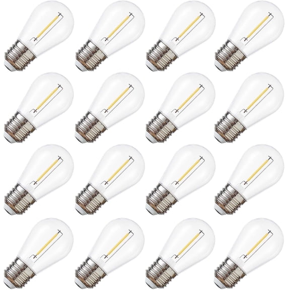 DC 3V Low Voltage Solar String Light Bulbs, Only for 3V DC, Burn Out at 120V, Shatterproof Waterproof S14 LED Bulbs, E26 Base, 1W Warm White 2700K, 16 Pack