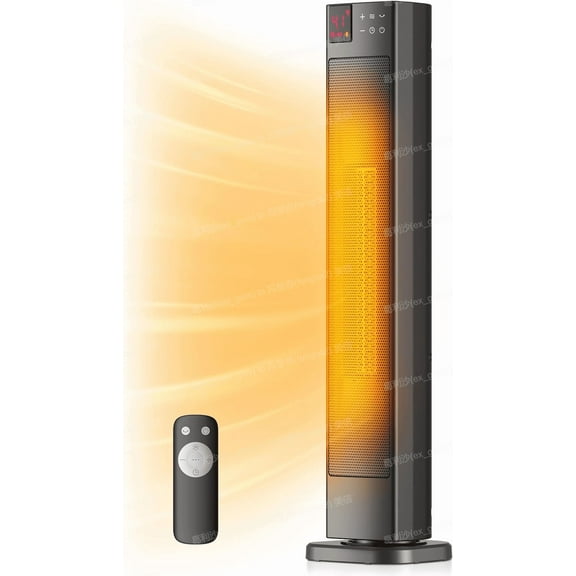 Pelonis 30" Tower Heater, Ceramic, Indoor Electric, Oscillating, 1,500 Watts, Remote Control, Black