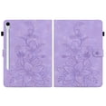 thumbnail image 2 of FJLBDE Case for Samsung Galaxy Tab S10 FE/ S9 FE/Tab S9 11 Inch, Embossed Flower PU Leather Flip Wallet Folio Stand Cover, Purple, 2 of 7