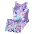 thumbnail image 5 of Ocealan Girls Floral Printed Gymnastics Leotard Shorts 2 Pcs Dance Outfit Tumbling Bodysuits Colorful Shadow 16, 5 of 5