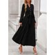 thumbnail image 3 of Vestido PRETTYGARDEN Maxi Negro con Manga Larga, Cuello en V y Cinturón Talla M, 3 of 8