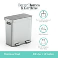 thumbnail image 2 of Better Homes & Gardens Kitchen Trash Can, 18 Gallon Stainless Steel Recycle Step Garbage Bin with Dual Compartment Lid, Silver, 2 of 11