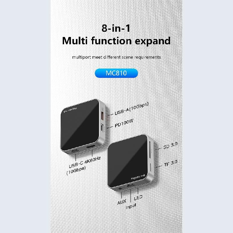 Magnetic USB C Adapter 7/8 Port Docking Station PD100W Fast Devices Connection
