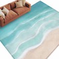 thumbnail image 2 of Summer Green Beach Washable Living Room Rugs 6'x9', Coastal Nautical Watercolor Gradient Ocean Waves Low Pile Throw Large Area Rug Non-Slip Sturdy Edge Binding Carpet for Dining Room Kitchen Office, 2 of 9