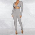 thumbnail image 3 of Aayomet Womens Jumpsuit Womens Bodycon Jumpsuit Long Sleeve High Waist Romper Clubwear,Gray L, 3 of 5