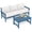 Blue Frame with Khaki Cushion, variant on SERWALL HDPE Patio Sofa Set, 3-piece Sectional Outdoor Furniture Set, All Weather Outdoor Couch Set, Black Frame with Khaki Cushion