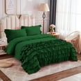 thumbnail image 2 of DNG Creations 1 Piece Vintage Ruffle Duvet Cover 100% Egyptian Cotton, 800 Threads Count - With Zipper & Corner Ties ( Full/Queen - Solid Green ), 2 of 7