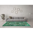 thumbnail image 3 of Ahgly Company Machine Washable Indoor Rectangle Abstract Turquoise Blue Modern Area Rugs, 7' x 9', 3 of 4