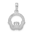 thumbnail image 4 of FJC Finejewelers 925 Sterling Silver Rhodium Plated Polished Claddagh Circle Charm 13 mm, 4 of 6