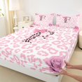 thumbnail image 4 of Erosebridal Pink Bowknot Wildlife Cheetah Print Queen Sheet Sets For Kids Girls,Chic Letter F Initial Bed Set 4-Piece, 4 of 6