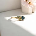thumbnail image 2 of SHREENATHJEWELRY 5MM / 2CT Vintage Teal Sapphire Engagement Ring Peridot Cluster Bridal Wedding Jewelry September Birthstone Gift Ring, 2 of 3