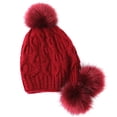 thumbnail image 1 of Bonnet à Rabat pour Femmes avec Pompon, Bonnet Épais et Chaud, Bonnet Tricoté pour l'Hiver, 1 of 10