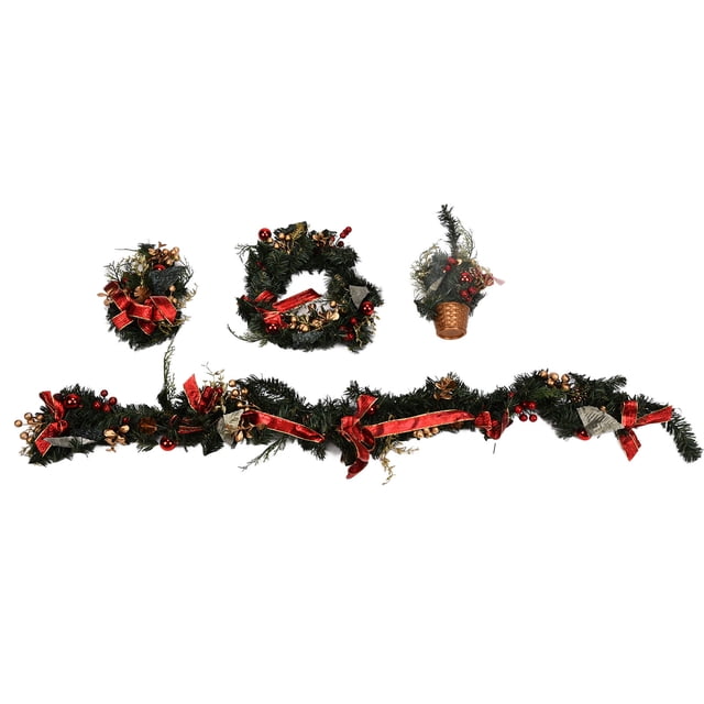 Adorno navideño para exteriores, corona navideña para pared, guirnalda colgante de Navidad para decoración festiva, 4 Uds.