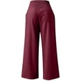 thumbnail image 3 of Cutuoiiu Women's Loose Fit Linen Pants with Pockets Smocked High Waist Drawstring Casual Wide Leg Trousers Gifts, 3 of 4