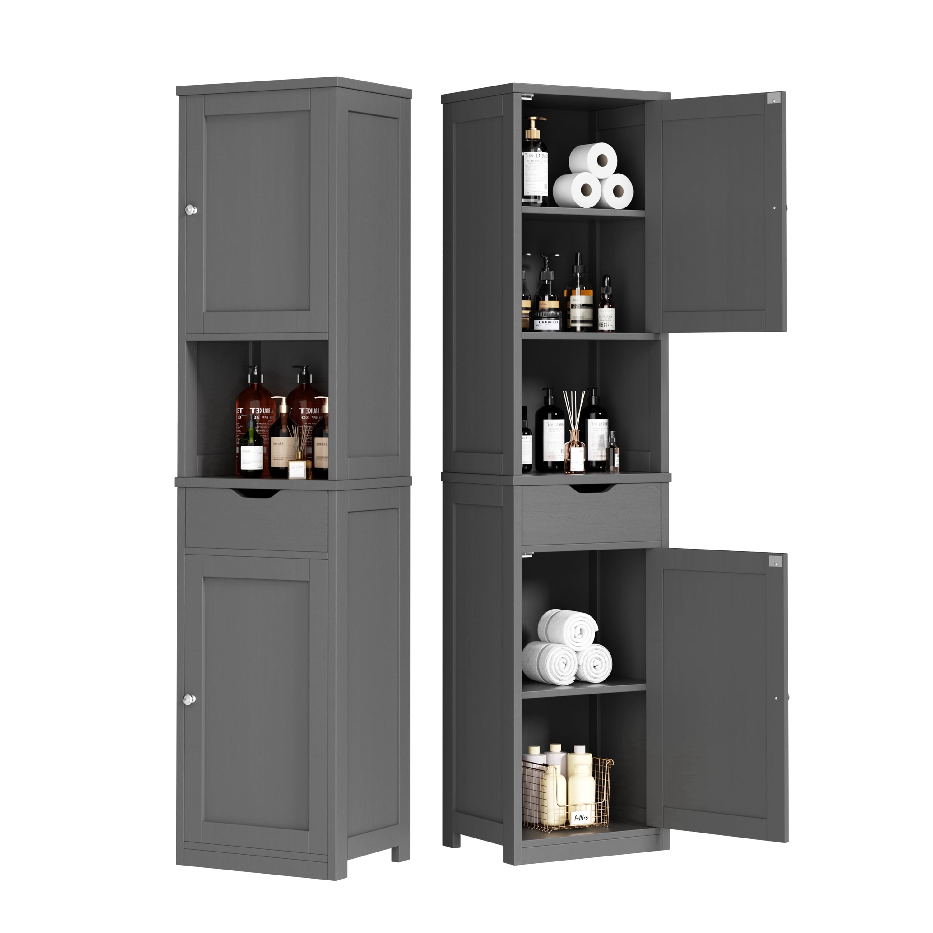 Hodedah 5-Shelf, 5-Door Multipurpose Cabinet, Brown - Walmart.com