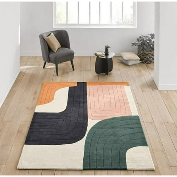 Premium Handmade Rug with linear Design made with 100% New Zealand Wool Best Suites in Your Living Room
