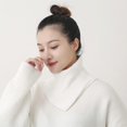 thumbnail image 3 of Women Winter Rib Knit Turtleneck Faux Collar Solid Color Detachable Triangular Scarf Wrap Windproof Neck Warmer, 3 of 8