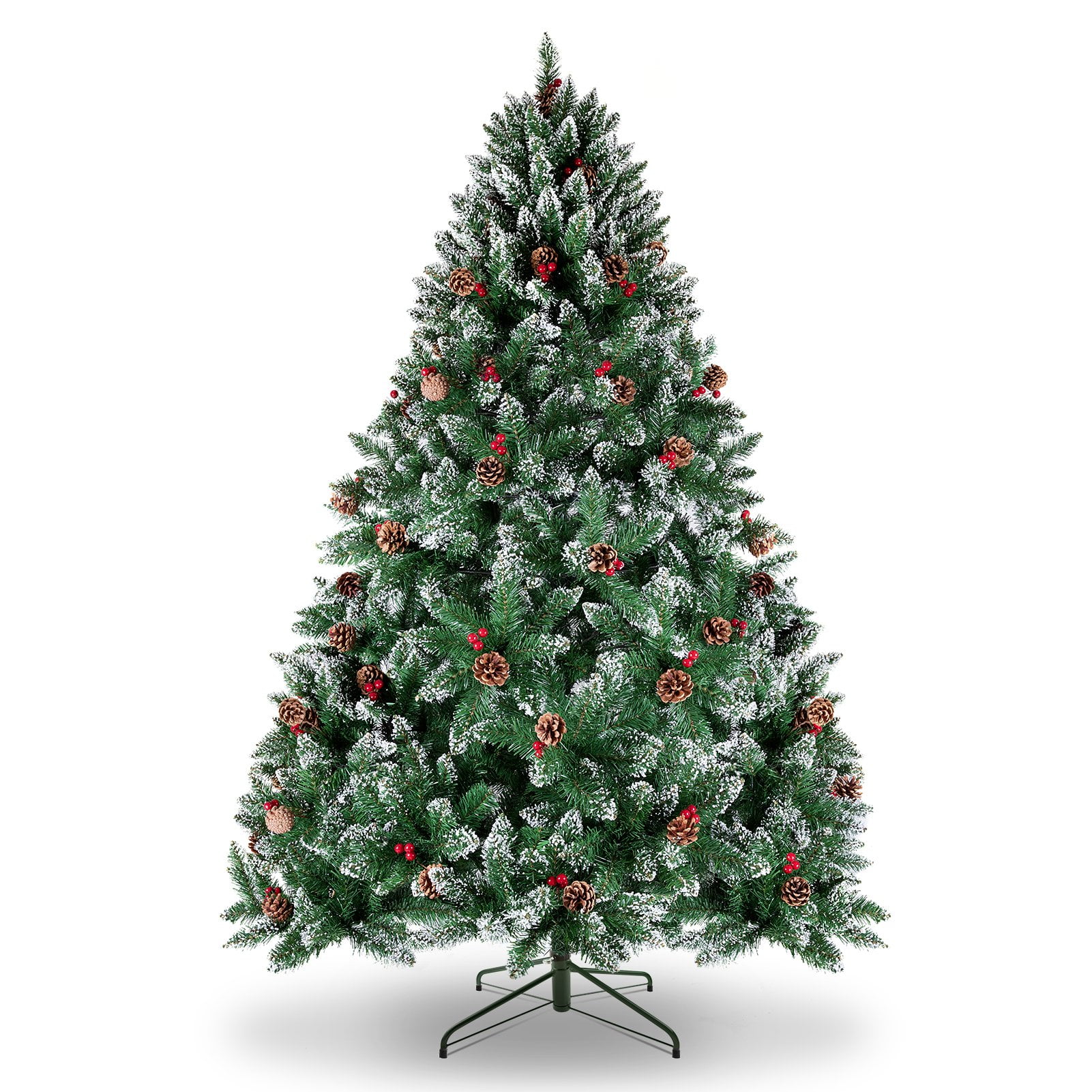 Snow Flocked Premium Spruce Hinged Artificial Christmas Tree,Unlit (6FT)
