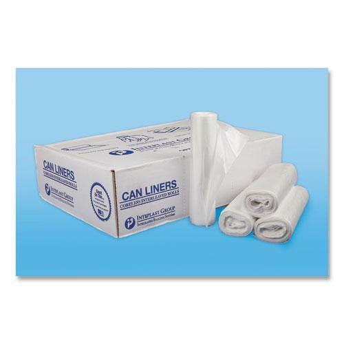Inteplast High-Density Commercial Can Liners, 30 gal, 13 mic, 30" x 37", Clear, Interleaved Roll, 25 Bags/Roll, 20 Rolls/Carton