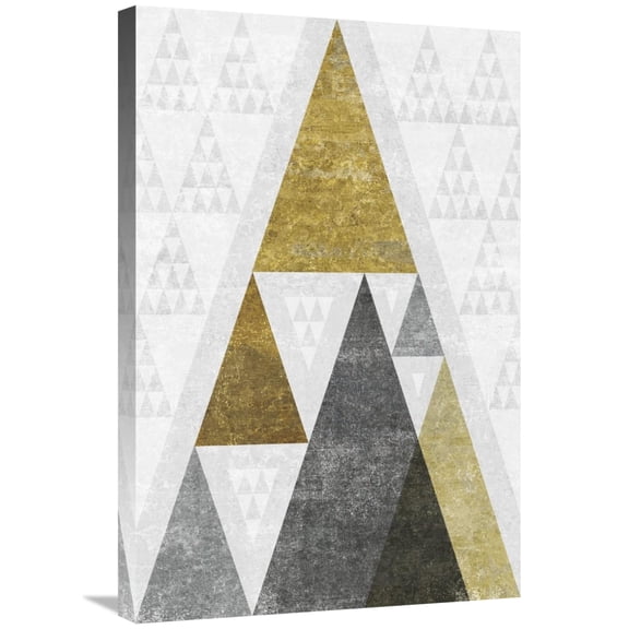 Global Gallery's 'Mod Triangles III Gold' By Michael Mullan Stretched Canvas Wall Art