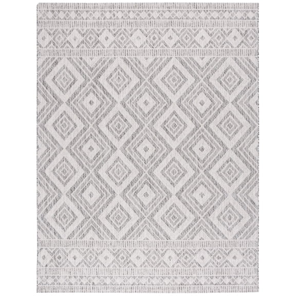 SAFAVIEH Courtyard Wyatt Geometric Indoor/Outdoor Area Rug, Light Grey/Dark Grey, 9' x 12'