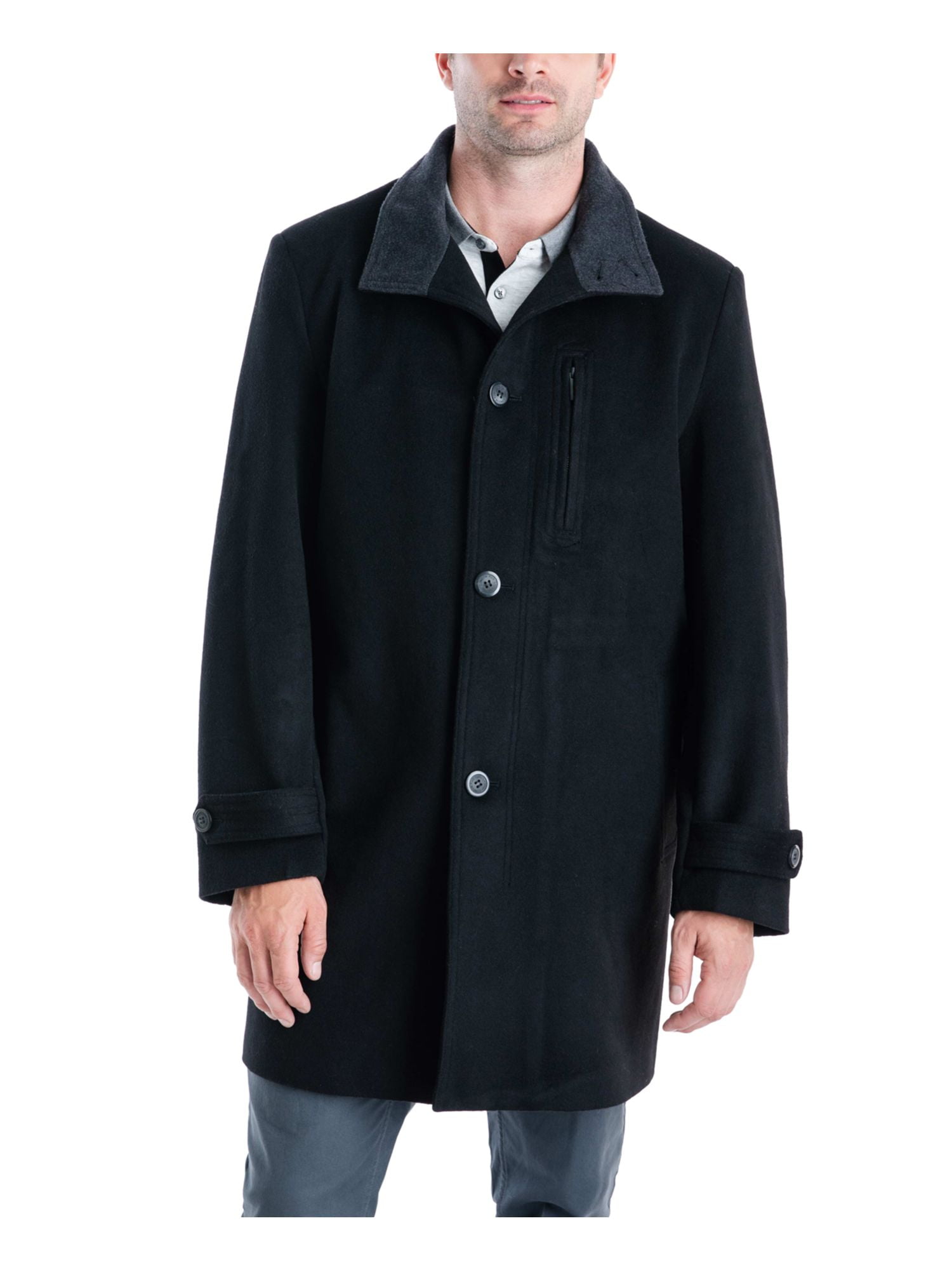 LONDON FOG Mens Black Overcoat 42R - Walmart.com