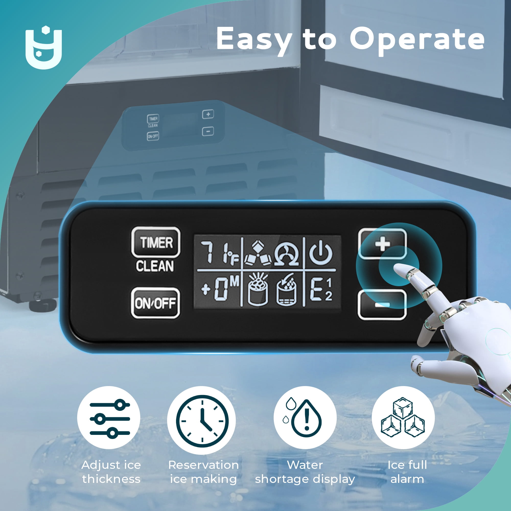 EUHOMY 66lbs Nugget Ice Maker, Under Counter Ice Machine with Auto Clean, Timer, Drainage, Black
