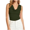 thumbnail image 2 of VBVC Women's Cowl Neck Ruched Tank Top , Ladies' Stretch Fitted Going Out Cami , Summer Sleeveless Business Work Blouse For Women,Army Green,S-2XL, 2 of 6