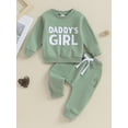 thumbnail image 2 of Baby Girl 2Pcs Fall Outfits Fuzzy Letter Embroidery Long Sleeve Sweatshirt + Pocket Pants Set Toddler Clothes, 2 of 9