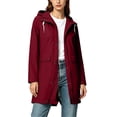thumbnail image 2 of Womens Outdoor Jacket Plus Size Hooded Waterproof Long Sleeve Solid Color Plaid Lined Winter Casual Daily Outdoor Mid Length Jacket Raincoat with Pockets, 2 of 4