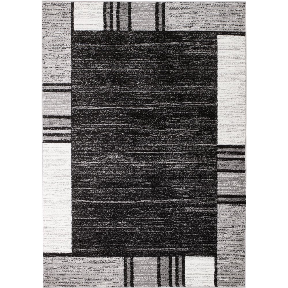 Rio Collection Gray Geometric Retro Premium Area Rug by Rug and Decor