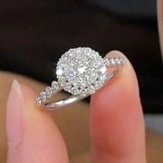 SAMAYA 2.20Ct Round Cut Lab Created Diamond Cluster 14K White Gold Plated Engagement Ring