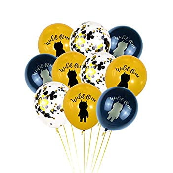 Wild One Gold Black Pinted Confetti Balloons For Baby First