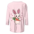 thumbnail image 3 of UPPADA Easter Shirts for Women 3/4 Sleeve Crew Neck Tops Cute Eggs Bunny Print T-Shirt Casual Loose Fit Basic Tees Summer Workout T-Shirts Pink,XL, 3 of 5
