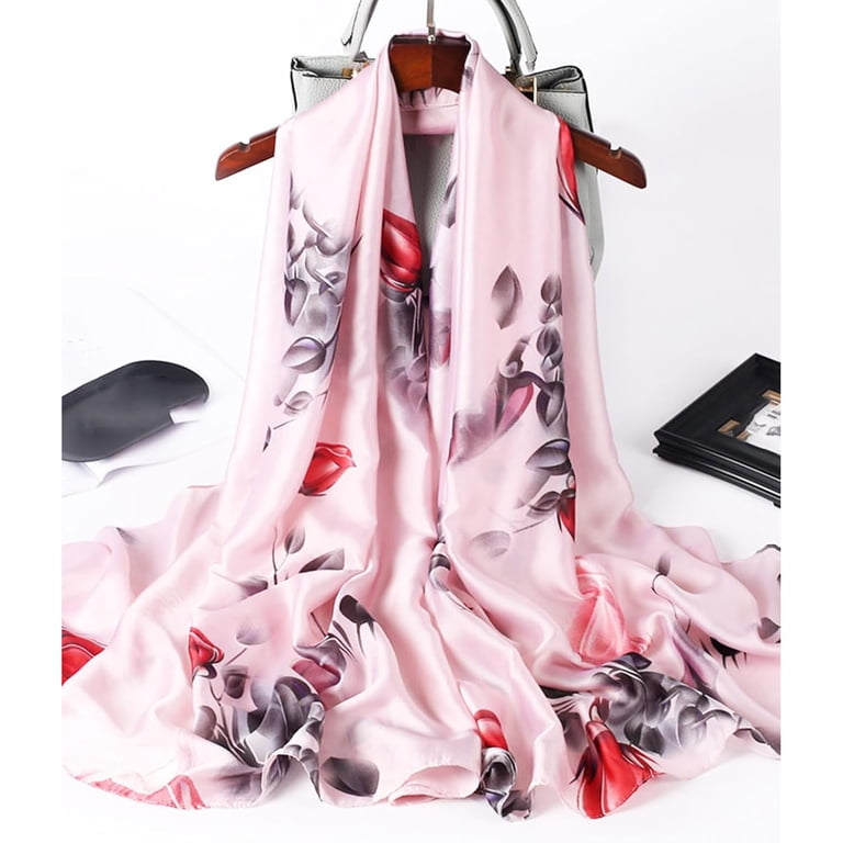 XIBUFE Shawl Scarf for Women Lightweight Scarves Floral Pattern Formal ...