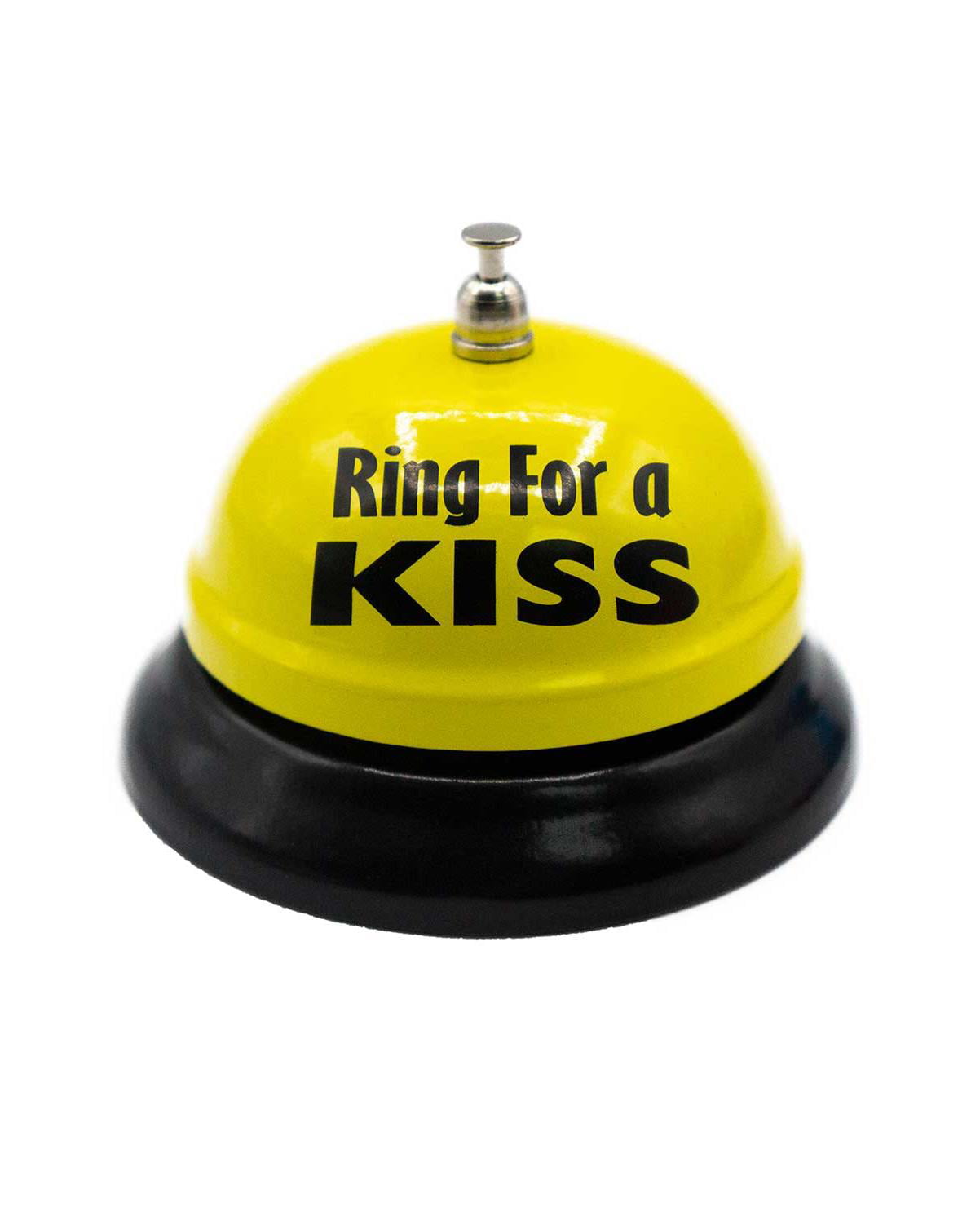 Novelty Yellow Ring Bell Ring for a Kiss Desk Bell Call Bell Party  Accessory, Kiss Yellow, Size: One Size, American Gift 