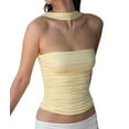 thumbnail image 3 of Tops de Tubo Y2K para Mujer, Sin Tirantes, Sin Mangas, para Salir, Ajustados, Sin Espalda, Estilo Bandeau, Ropa Estética. Amarillo S, 3 of 10