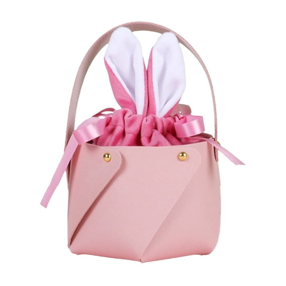 Sktrjpolfis Easter Rabbit Ears Bag PU Leather Handlebag Children Egg Gift Bag Party Decoration