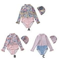 thumbnail image 4 of URMAGIC 1-7 Kids Girls Long Sleeve One Piece Rashguard Zip Up Swimsuit+Swim Hat Bathing Suit, 4 of 4