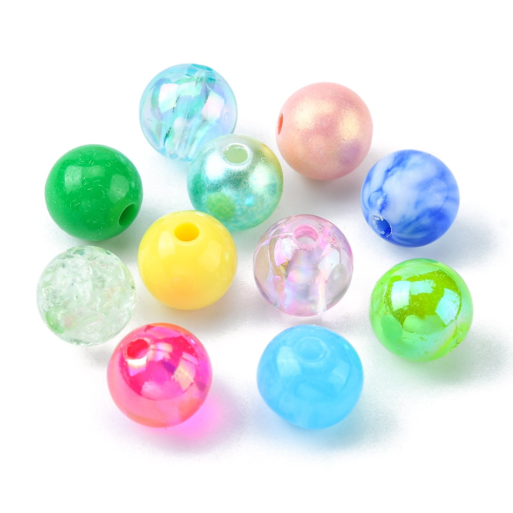 1 Set DIY Candy Color Bracelet Making Kit Including Acrylic Round & Imitation Pearl Beads Elastic String Mixed Color Beads: 800Pcs/set