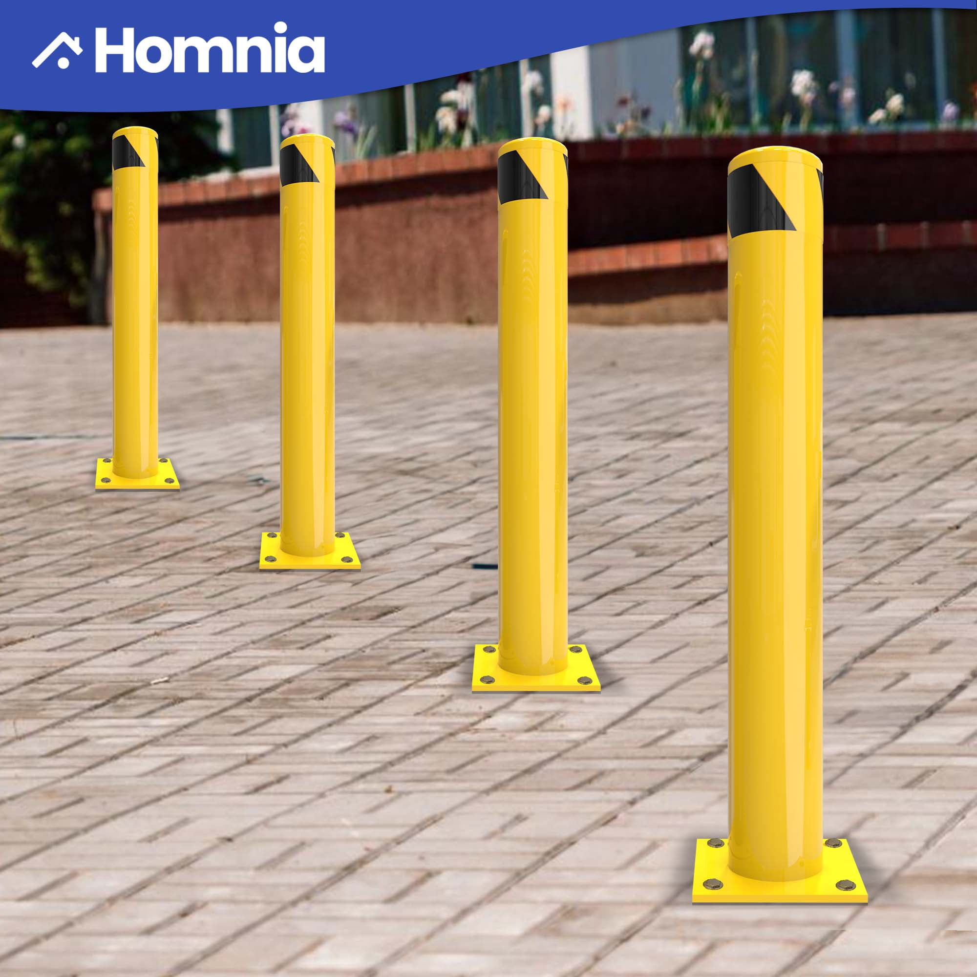 Dextrus Bollard, 36" Bollard Post, Safety Bollards for Warehouse, Yellow, 4PACK