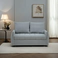 thumbnail image 6 of Modern 3 in 1 Light Blue Velvet Sleeper Sofa Couch Bed with Storage Pockets, Convertible Loveseat Futon for Living Room, 6 of 6
