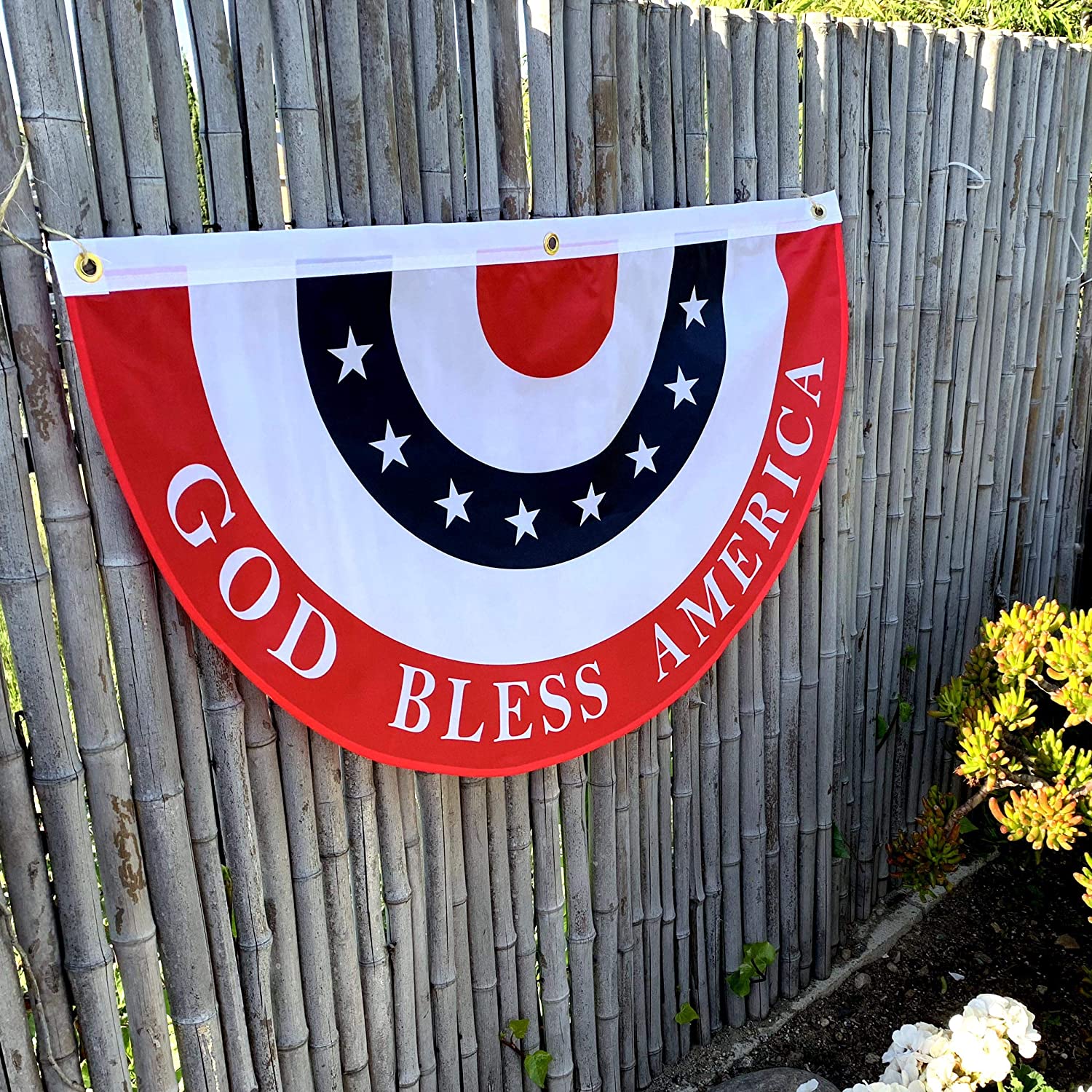 God Bless America Bunting Flag – 18” x 36”, USA, President's Day, Memorial Day, 4th of July, Patriotic Decoration, Christmas - image 2 of 6