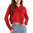 thumbnail image 2 of Sudadera con capucha corta con cremallera y manga larga para niñas, informal, con bolsillos, para niñas de 4 a 12 años, 2 of 8