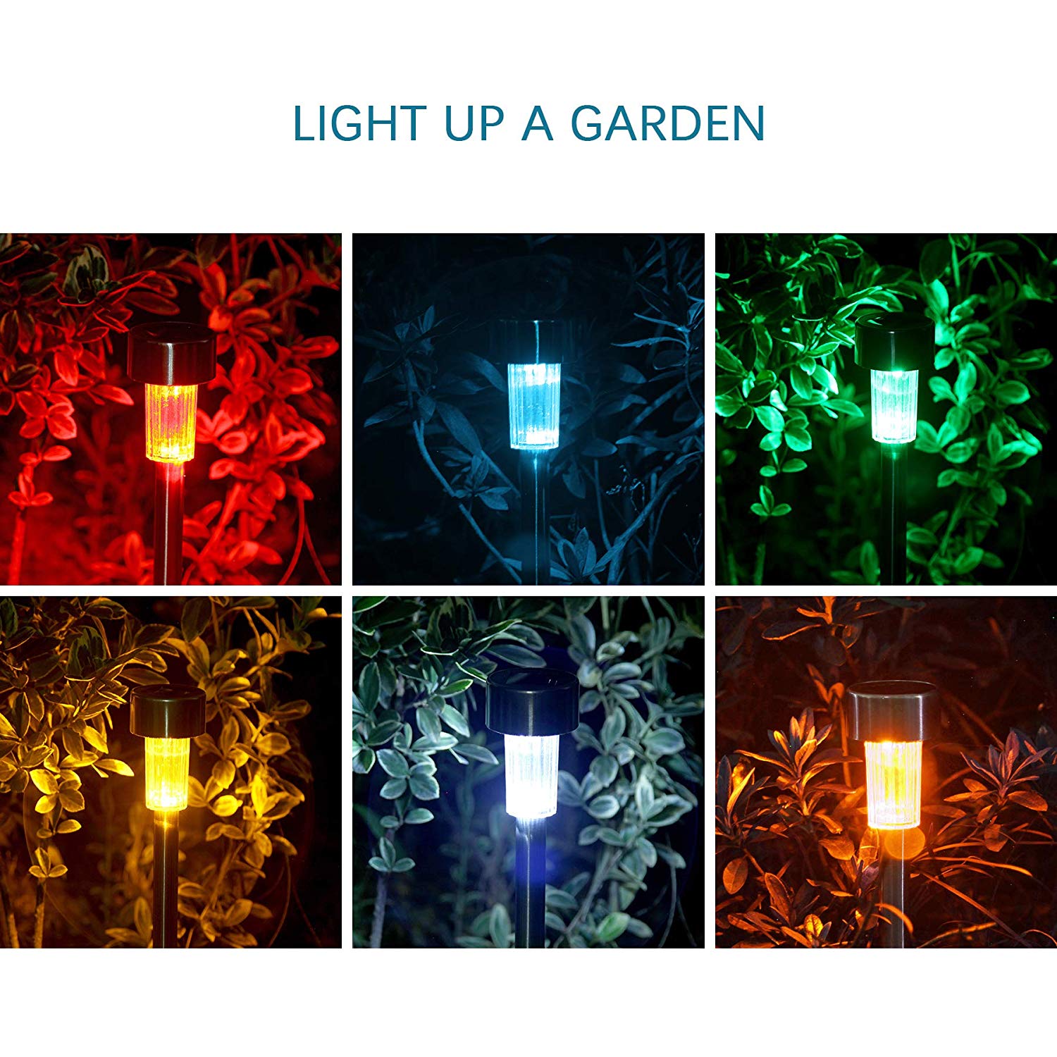 Solar Garden Lights Outdoor 12 Pack, LED Solar Powered Pathway Lights, Stainless Steel Landscape Lighting for Lawn, Patio, Yard, Walkway, Driveway (12 Pack Color) - image 3 of 8