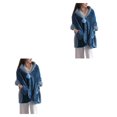 thumbnail image 1 of Guardoinrt Soft Fleece Button Bed Jacket With Pockets Stay Warm And Comfortable Overnight Poncho Blanket For Women Polyester blue 2Set, 1 of 6